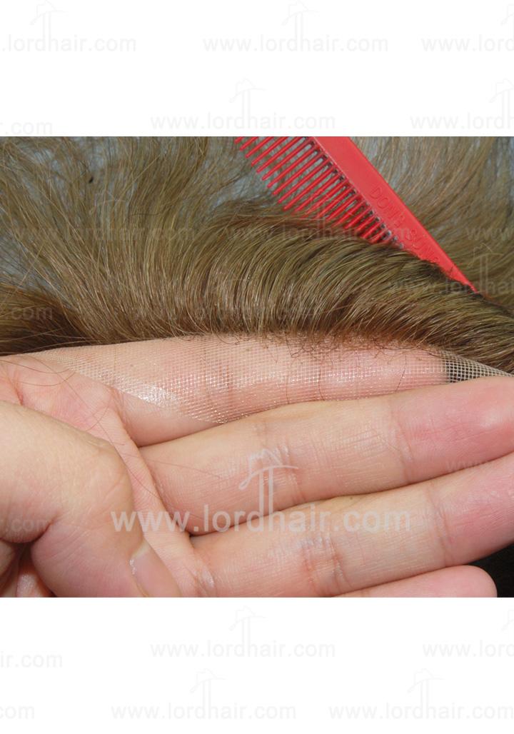 JQ344: Super thin skin with 1" fine welded mono front, Hair replacement system, men's toupee