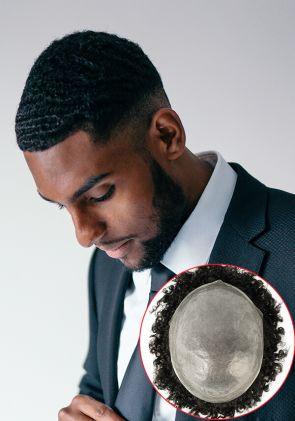 Mario | African American Men’s Water Wave Curl Hair System with 0.08mm Thin Skin Base